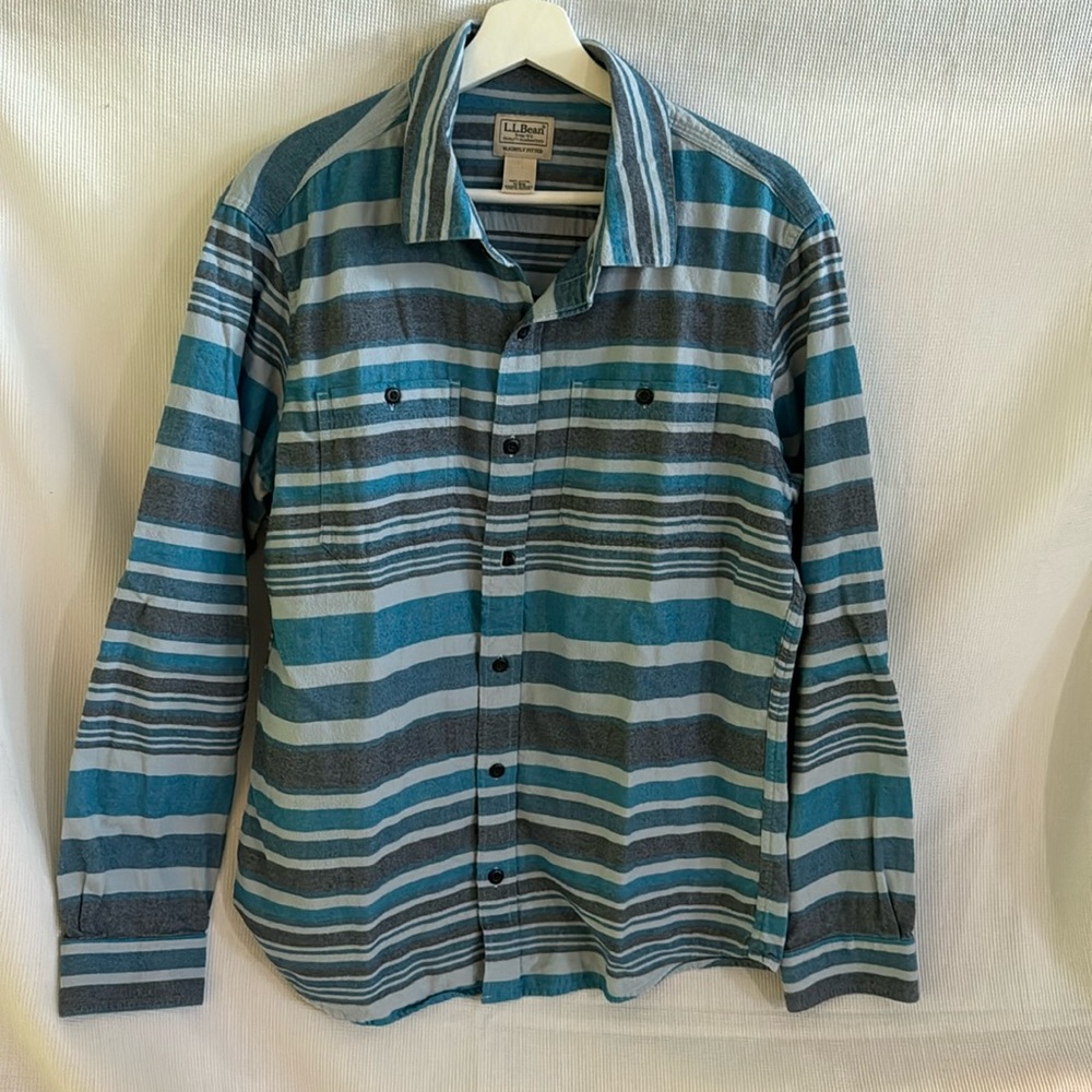 L.L. Bean, men stripe long sleeves,medium-regular